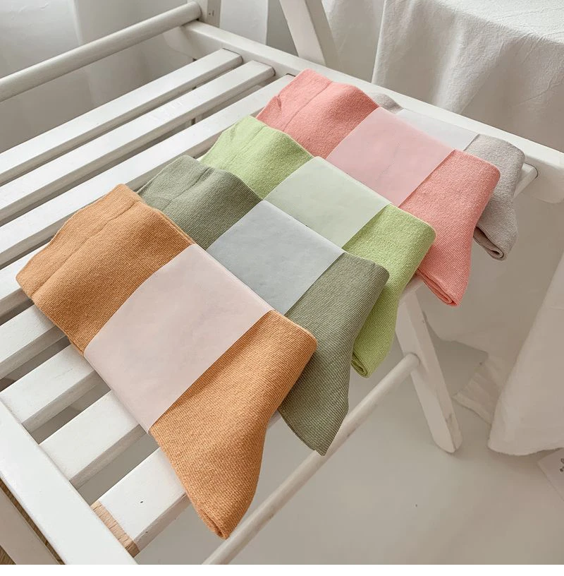 Women Socks New Fashion Candy Color Soft Long Socks Girls Cute Korea Style Breathable Casual Cotton Socks Female Plain Comfort