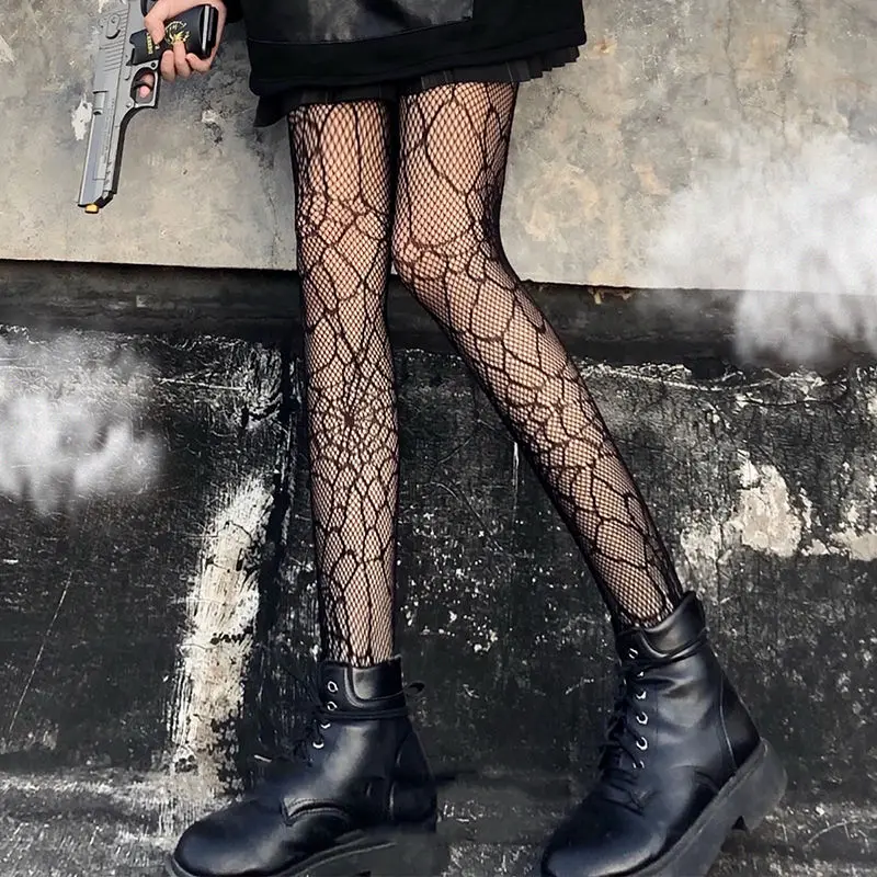 Lolita School Girl Floral Tights Fishnet Over Knee Stocking Long Adorable Anime Gothic Black White Kawaii Sexy Cosplay Costumes
