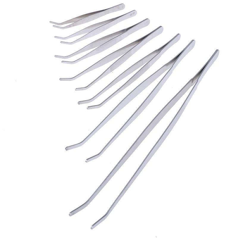 Stainless Multifuctional Steel Elbow Tweezers Aquarium Clear Clip Tool Medical Repair Tools 12.5/14/16/18/20/25/30cm