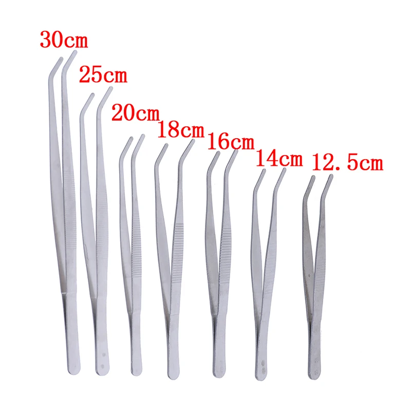 Stainless Multifuctional Steel Elbow Tweezers Aquarium Clear Clip Tool Medical Repair Tools 12.5/14/16/18/20/25/30cm