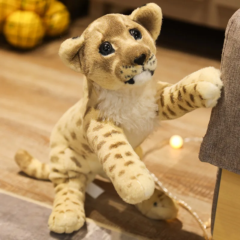 39/48/58cm Lovely Lion Tiger Leopard Plush Toys Cute Simulation Dolls Stuffed Soft Real Like Animal Toys Child Kids Decor Gift