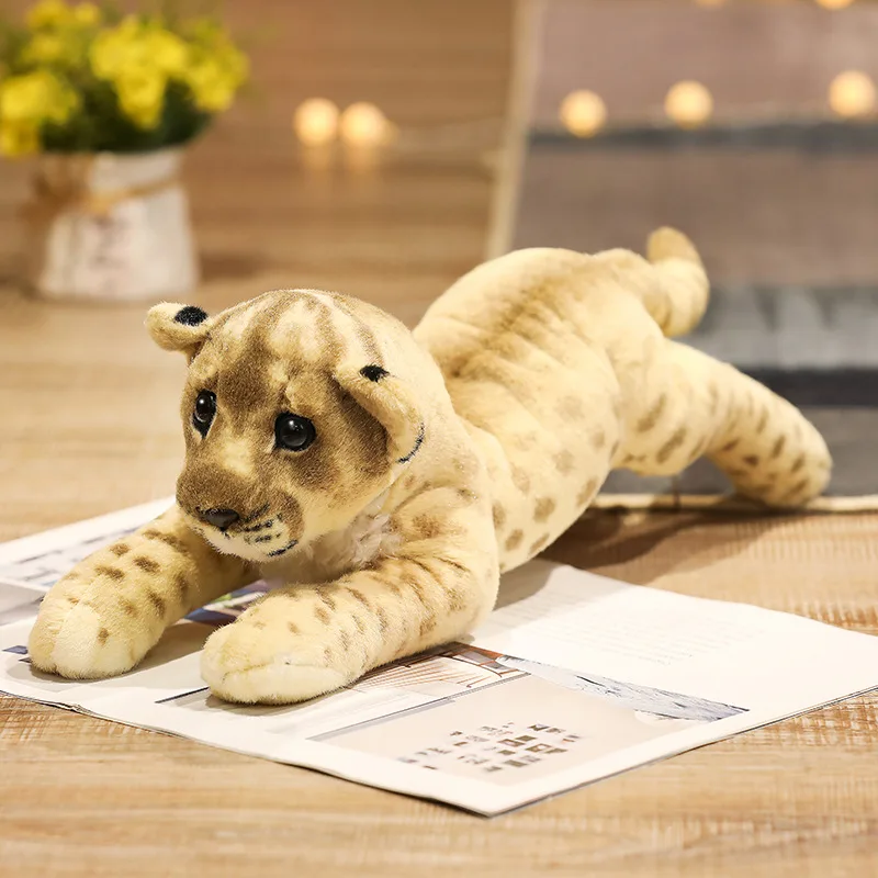 39/48/58cm Lovely Lion Tiger Leopard Plush Toys Cute Simulation Dolls Stuffed Soft Real Like Animal Toys Child Kids Decor Gift