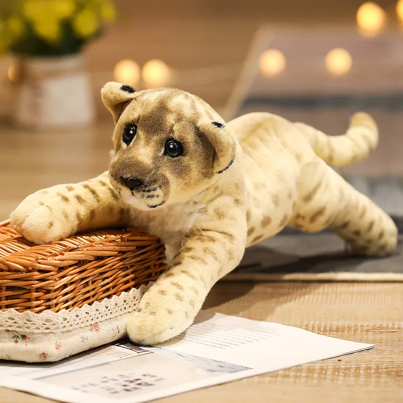 39/48/58cm Lovely Lion Tiger Leopard Plush Toys Cute Simulation Dolls Stuffed Soft Real Like Animal Toys Child Kids Decor Gift