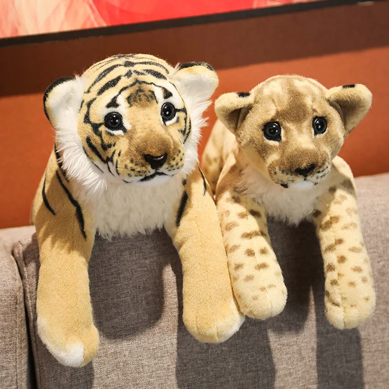 39/48/58cm Lovely Lion Tiger Leopard Plush Toys Cute Simulation Dolls Stuffed Soft Real Like Animal Toys Child Kids Decor Gift