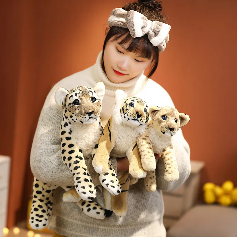 39/48/58cm Lovely Lion Tiger Leopard Plush Toys Cute Simulation Dolls Stuffed Soft Real Like Animal Toys Child Kids Decor Gift