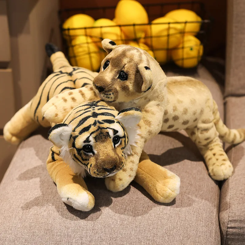 39/48/58cm Lovely Lion Tiger Leopard Plush Toys Cute Simulation Dolls Stuffed Soft Real Like Animal Toys Child Kids Decor Gift