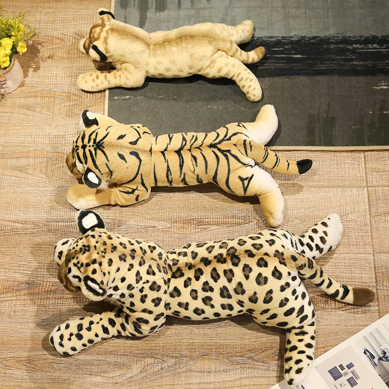 39/48/58cm Lovely Lion Tiger Leopard Plush Toys Cute Simulation Dolls Stuffed Soft Real Like Animal Toys Child Kids Decor Gift