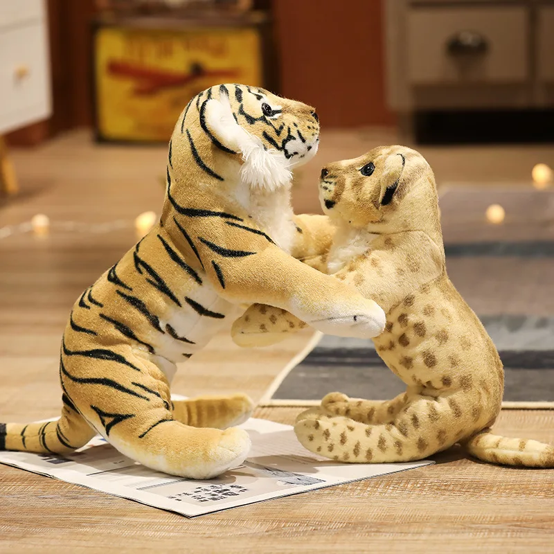 39/48/58cm Lovely Lion Tiger Leopard Plush Toys Cute Simulation Dolls Stuffed Soft Real Like Animal Toys Child Kids Decor Gift
