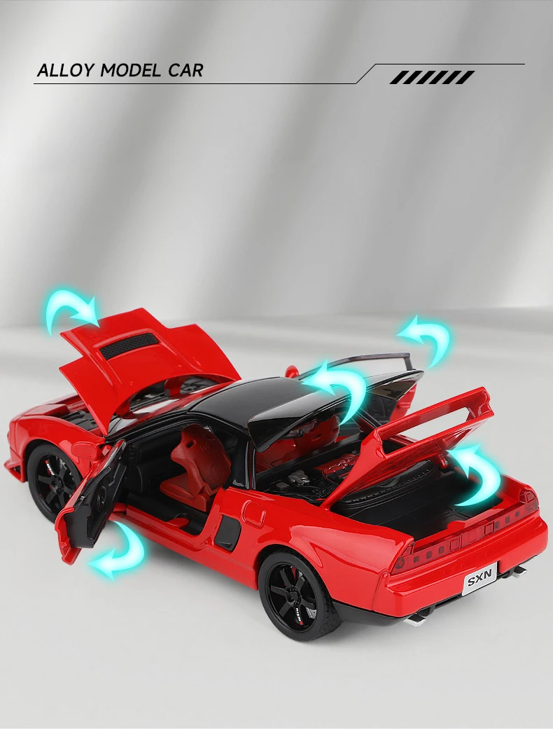 1:32 Honda NSX Alloy Sports Car Diecast & Toy Vehicles Metal Race Car Model Simulation Sound and Light Collection Childrens Gift
