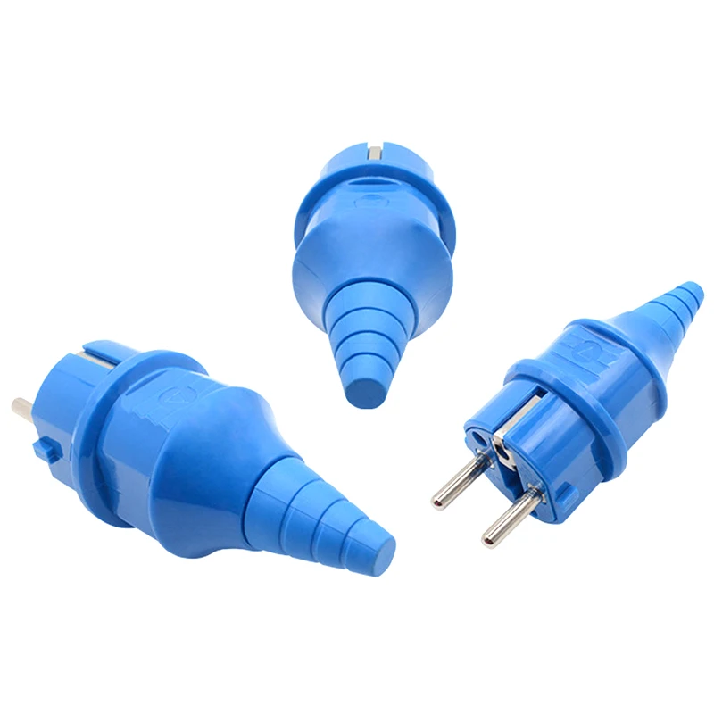 1pcs White Blue Black French Germany EU Waterproof Schuko Power Plug European 16A 2pin Cable Wiring Connector Converter Plug