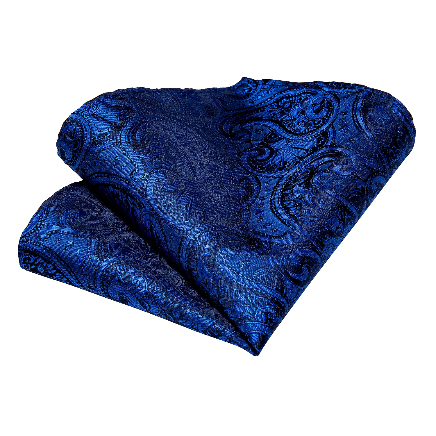 Handmade Paisley Floral Royal Blue Men's Neck Tie Classic 8cm Width Woven Jacquard Tie With Pocket Square Cufflinks Brooch