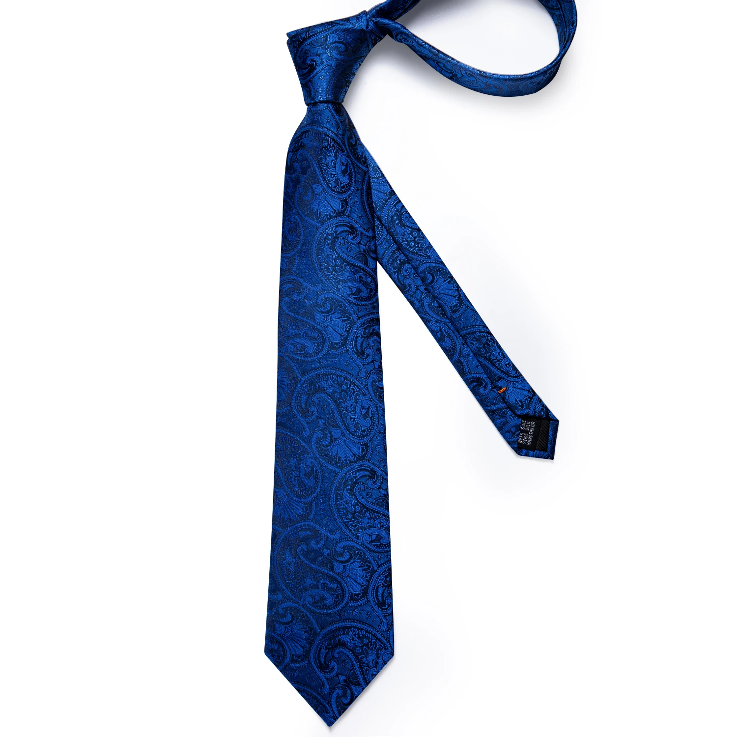 Handmade Paisley Floral Royal Blue Men's Neck Tie Classic 8cm Width Woven Jacquard Tie With Pocket Square Cufflinks Brooch