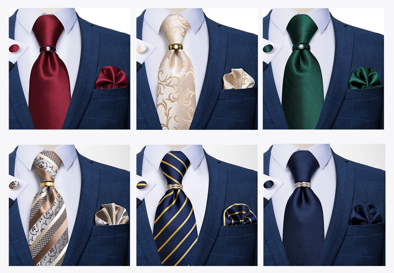 Handmade Paisley Floral Royal Blue Men's Neck Tie Classic 8cm Width Woven Jacquard Tie With Pocket Square Cufflinks Brooch