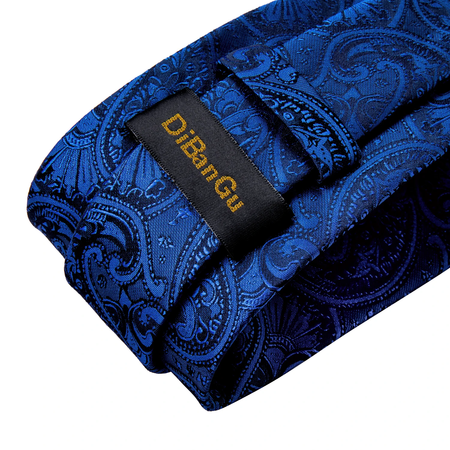 Handmade Paisley Floral Royal Blue Men's Neck Tie Classic 8cm Width Woven Jacquard Tie With Pocket Square Cufflinks Brooch