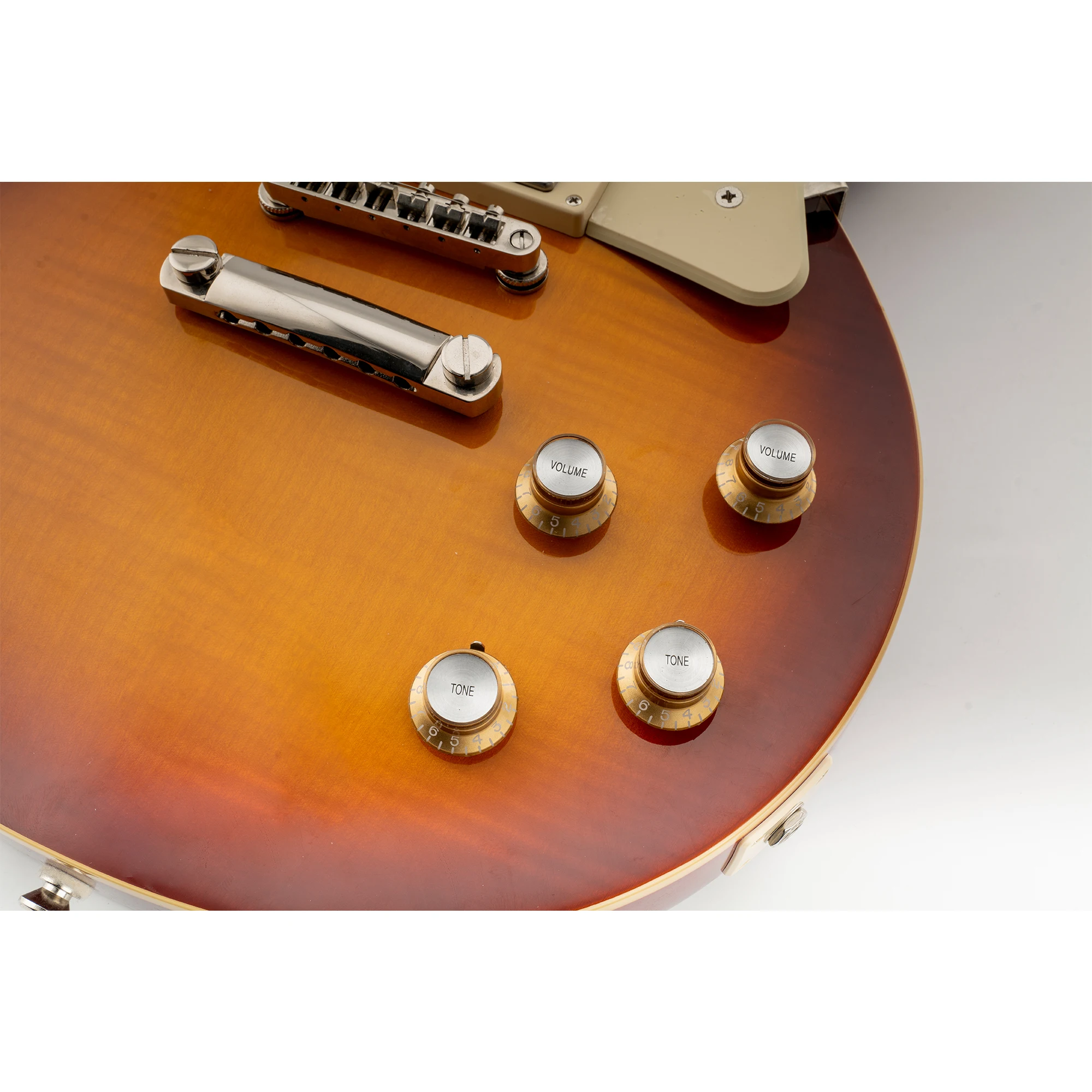 Musiclily Pro Left Handed Inch Size Fine 24-Spline Top Hat Bell Knobs Tone Volume Control Knobs for USA LP SG (Set of 2T2V)