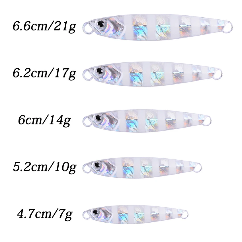 Fishing Glow Jigs 7g/10g/14g/21g/28g Lead Lure Shore Cast Metal Jig Spoon Sea Bass Casting Bait Artificial Fishing Lures