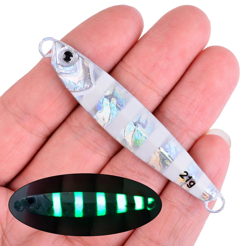 Fishing Glow Jigs 7g/10g/14g/21g/28g Lead Lure Shore Cast Metal Jig Spoon Sea Bass Casting Bait Artificial Fishing Lures