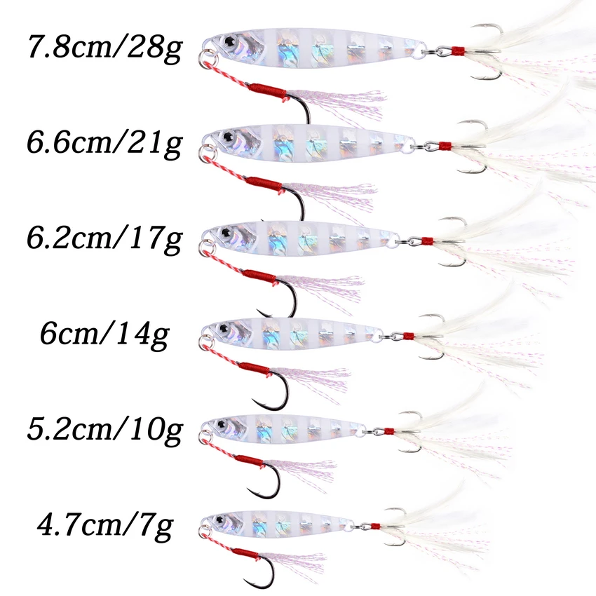 Fishing Glow Jigs 7g/10g/14g/21g/28g Lead Lure Shore Cast Metal Jig Spoon Sea Bass Casting Bait Artificial Fishing Lures