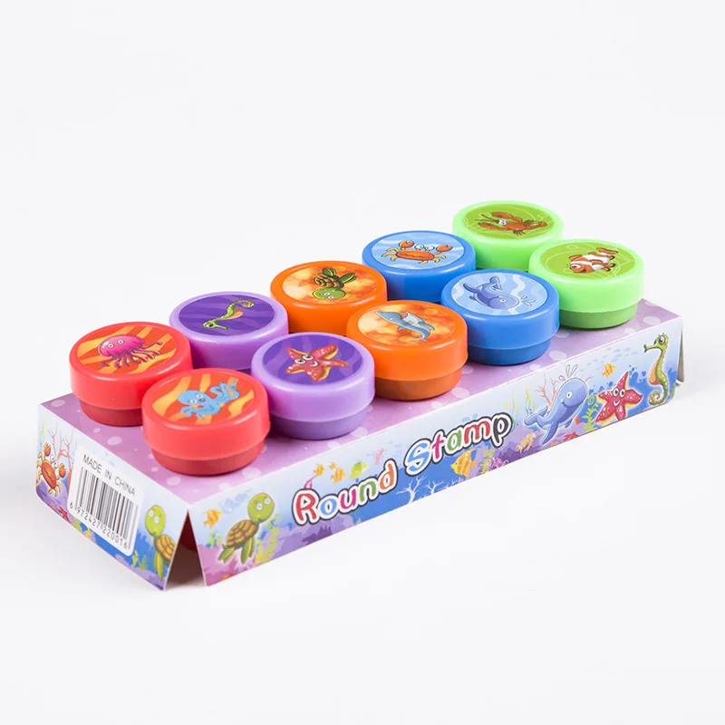 10pcs Children Toy Stamps Face Kids Seal Scrapbooking Stamper DIY Painting Photo Album Decor Cartoon Animal Dinosaur Seal