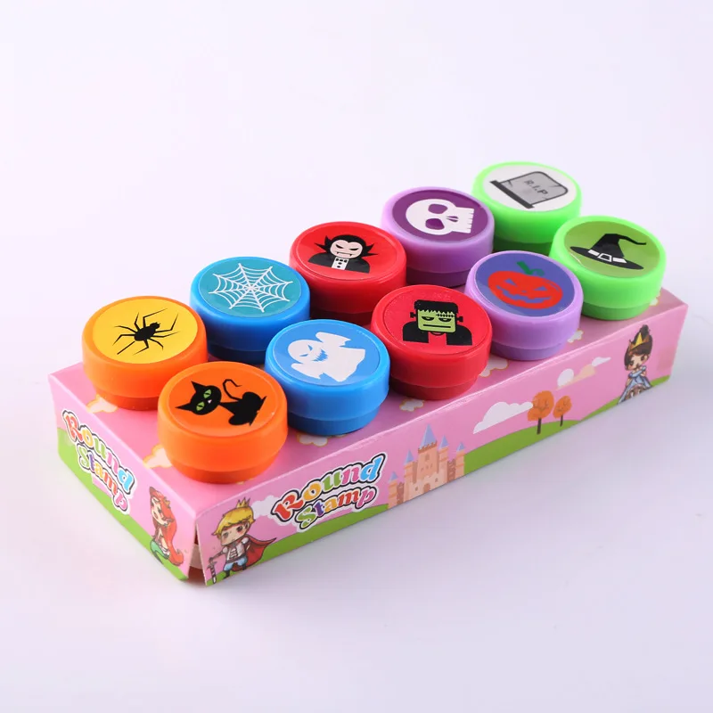 10pcs Children Toy Stamps Face Kids Seal Scrapbooking Stamper DIY Painting Photo Album Decor Cartoon Animal Dinosaur Seal