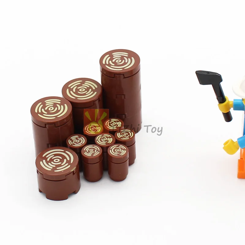 30pcs MOC Assembles Tile 1x4 with Wood Grain Danger Stripes 2431 PB243 PB661 Building Blocks DIY Bricks City Street View Toys