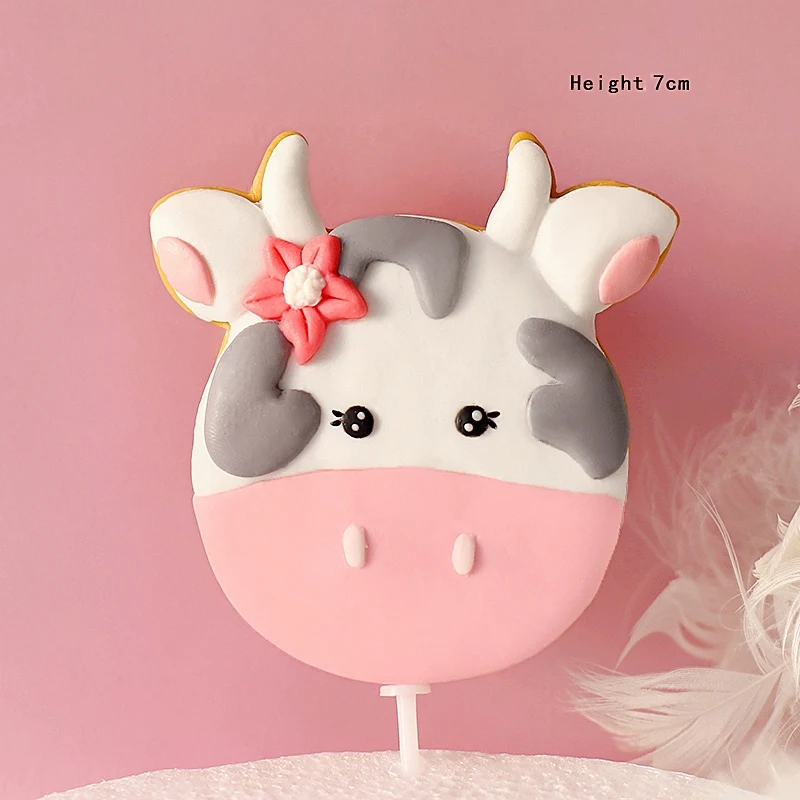 Farm Animal Cake Decoration Cows Sheep Pig Acrylic Ladder Happy Birthday Flags Cake Topper For Baby Shower Birthday Party Decor