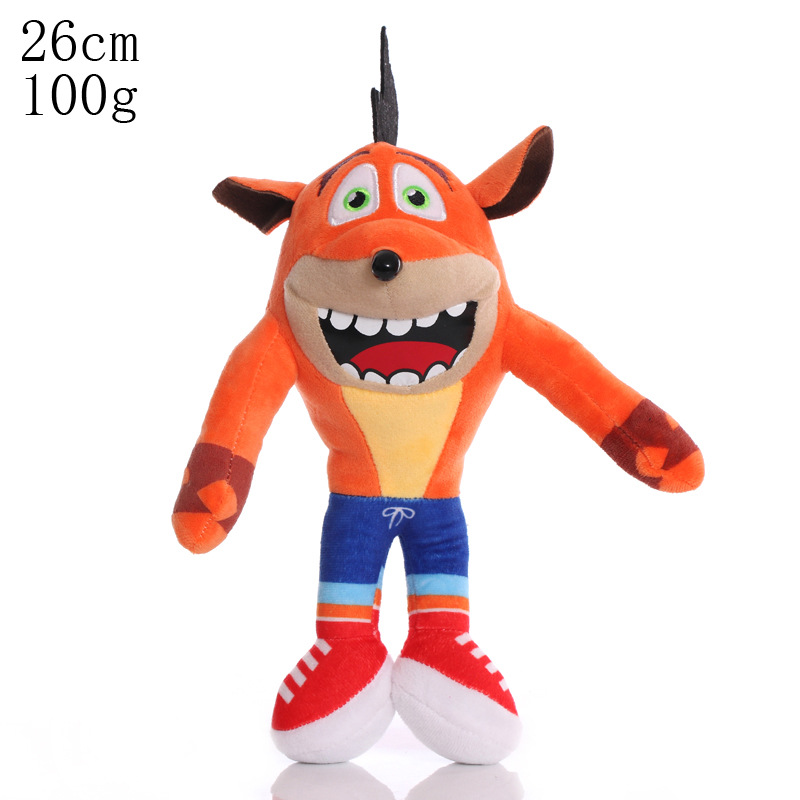 2pcs/Lot 26cm New Arrival Anime Crash Bandicoot Plush Toys Cartoon Animal Aku Crash Soft Stuffed Plush Dolls Kids Christmas Gift