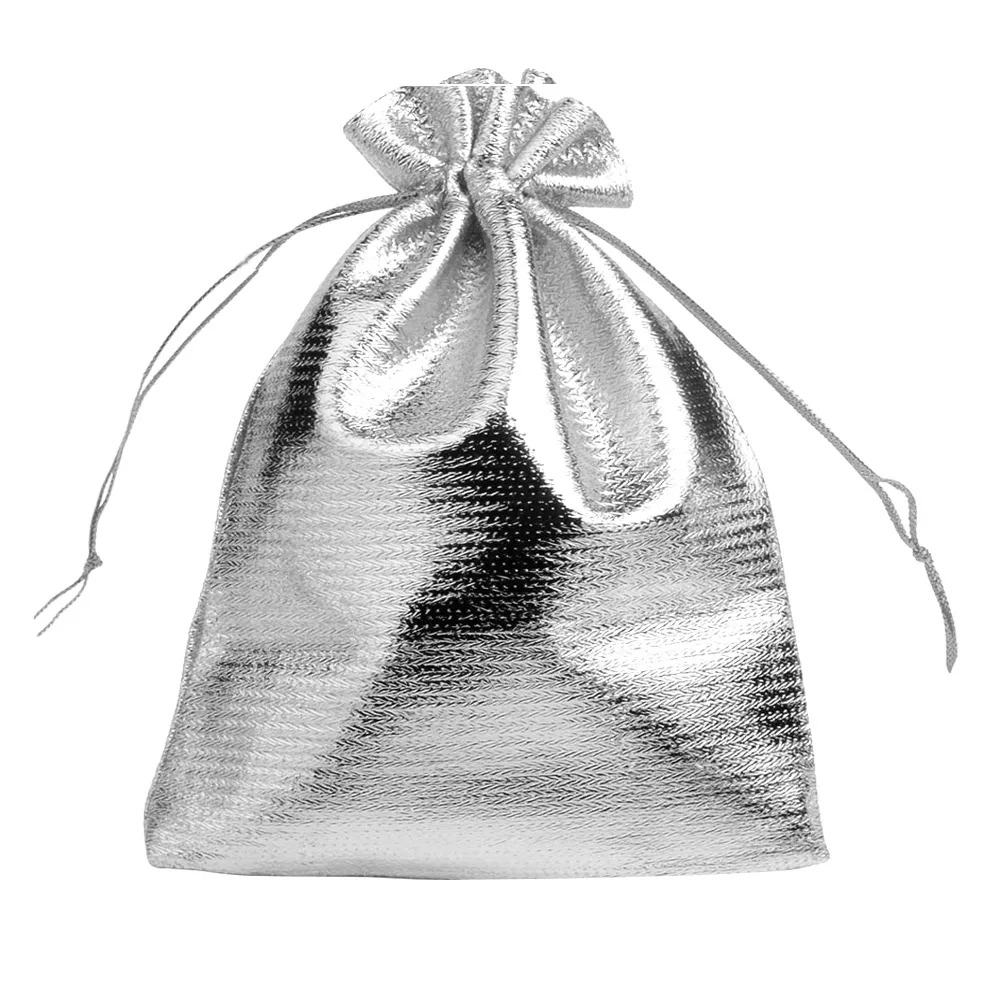 25/50pcs 7x9/9x12/10x15cm Fabric Packing Gift Bags Gold Color Jewelry Packaging Bag Wedding Party Present Drawstring Pouch