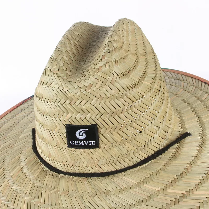 Fashion Lifeguard Hat Straw Weave Lady Summer Beach Sun Hat Outdoor Printing Wide Brim Panama Hat Size 57-60CM