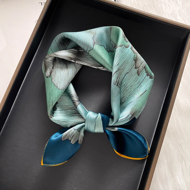 New Scarf 100% Silk Bandana Women Square Scarves Wrap Kerchief Elegant Spring Fashion Luxury High Quality Headband Hijab Shawls