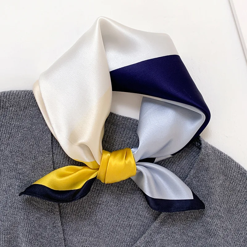 New Scarf 100% Silk Bandana Women Square Scarves Wrap Kerchief Elegant Spring Fashion Luxury High Quality Headband Hijab Shawls