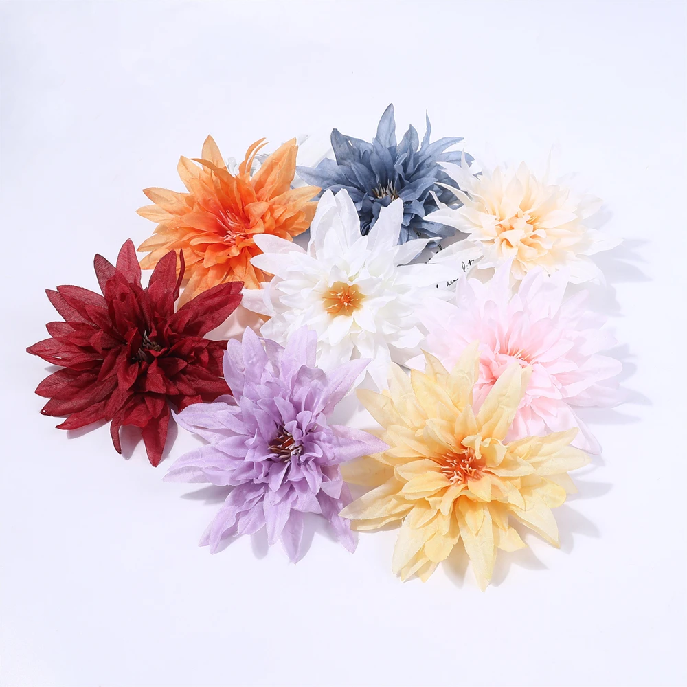 5PCS Dahlia Artificial Silk Flower Heads Decorative Scrapbooking For Home Wedding Artificial Flowers Decoration Fake Flower Wall