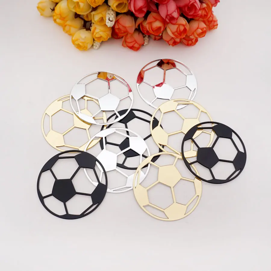 30Pcs Hollow Out Football Style Wall Mirror Sticker 3D Acrylic Mirror Sticker Party Decor Kid's Room DIY Decor