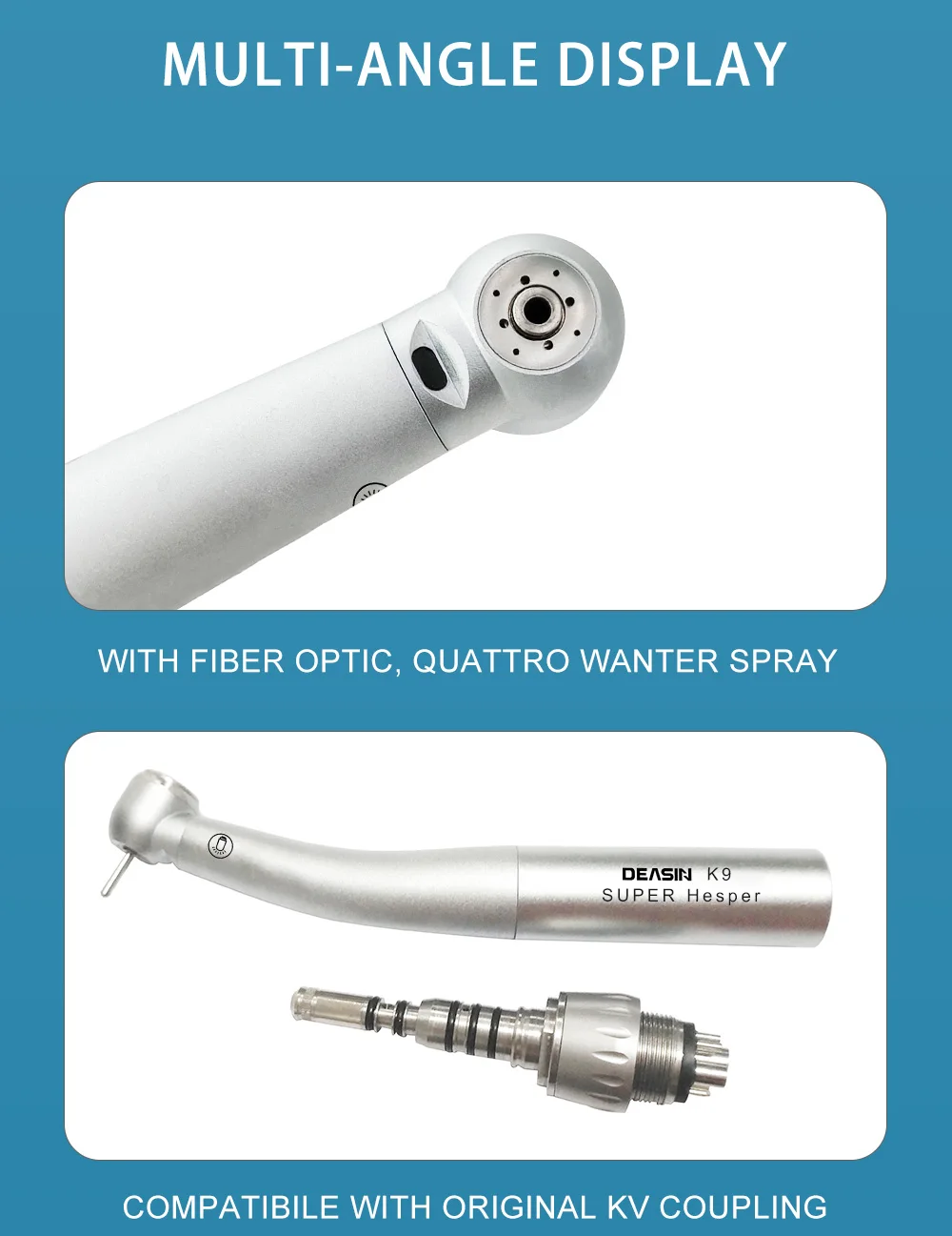 Dental 9000L Fiber Optic LED High Speed Handpiece Dental Air Turbine for Kavo Coupling with Fiber Optic Dental Material