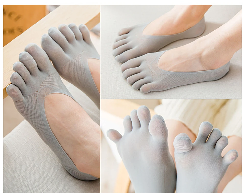 Women Summer Five-Fingers Sling Socks Ultrathin Funny Toe Invisible Sokken Silicone Non-Slip Anti-Friction Foot Protector
