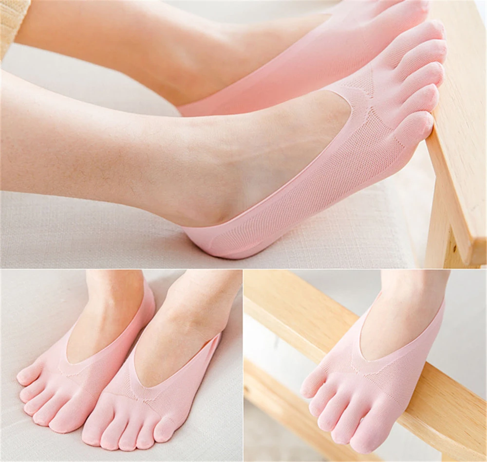 Women Summer Five-Fingers Sling Socks Ultrathin Funny Toe Invisible Sokken Silicone Non-Slip Anti-Friction Foot Protector