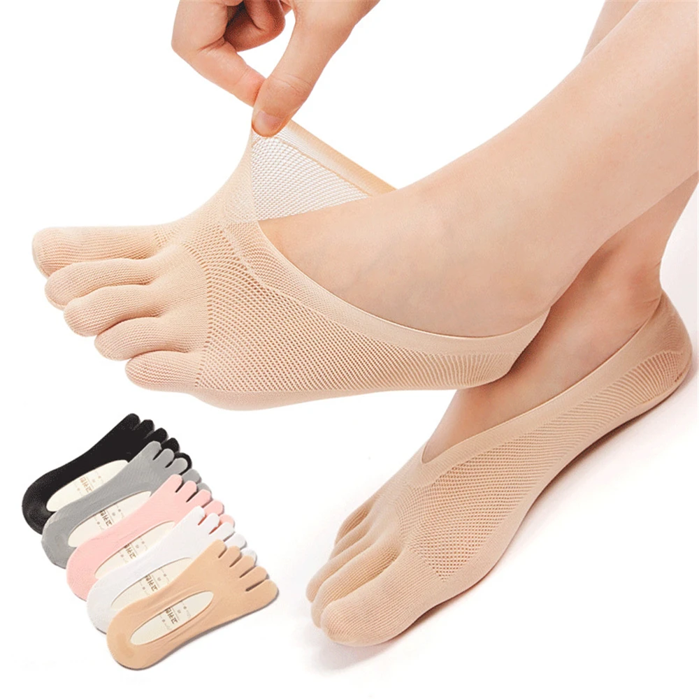 Women Summer Five-Fingers Sling Socks Ultrathin Funny Toe Invisible Sokken Silicone Non-Slip Anti-Friction Foot Protector