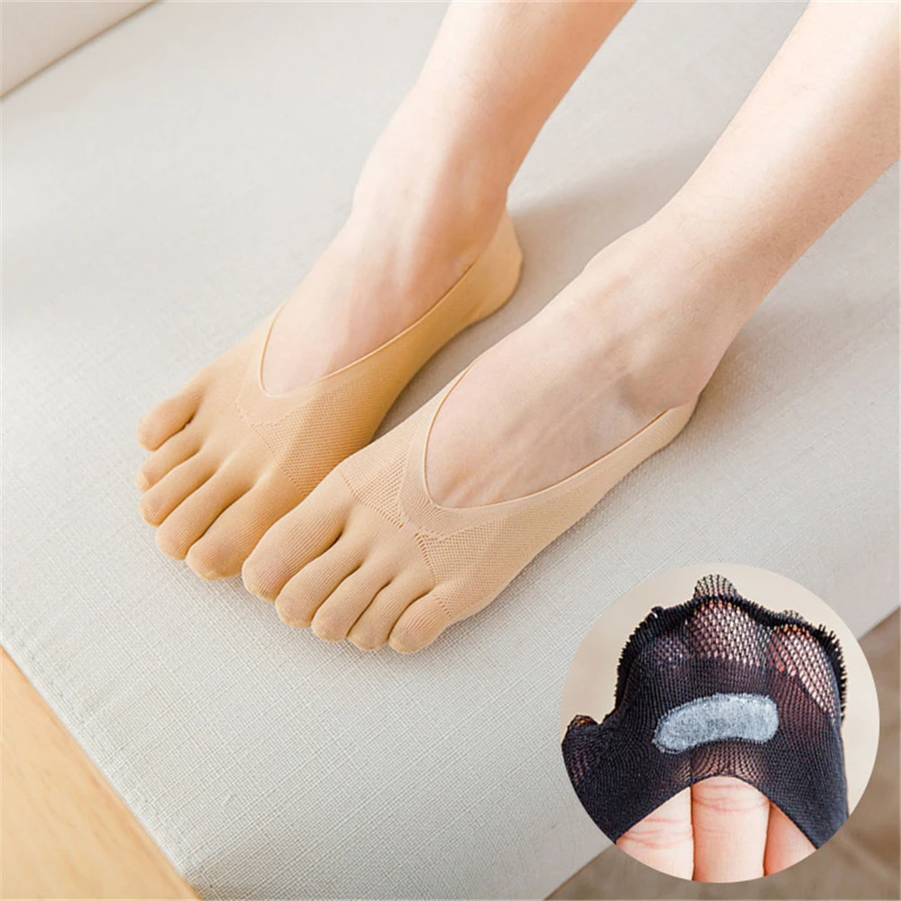 Women Summer Five-Fingers Sling Socks Ultrathin Funny Toe Invisible Sokken Silicone Non-Slip Anti-Friction Foot Protector
