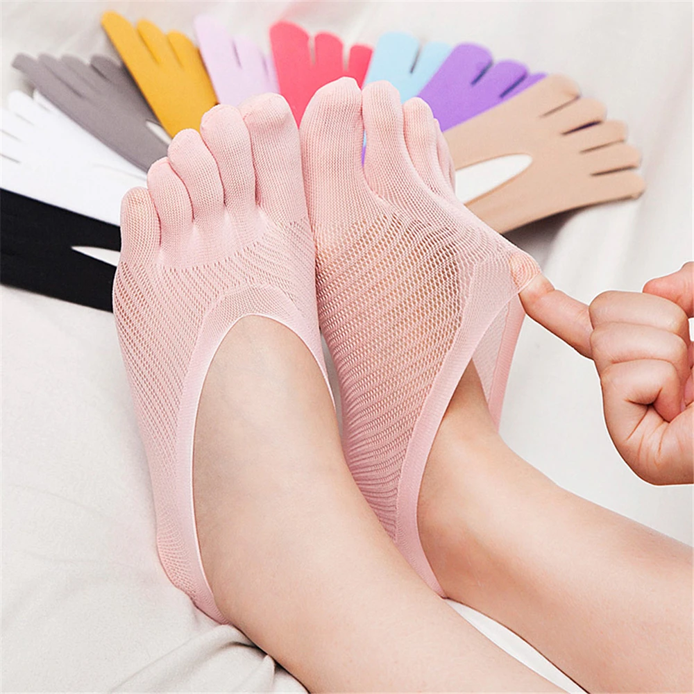 Women Summer Five-Fingers Sling Socks Ultrathin Funny Toe Invisible Sokken Silicone Non-Slip Anti-Friction Foot Protector