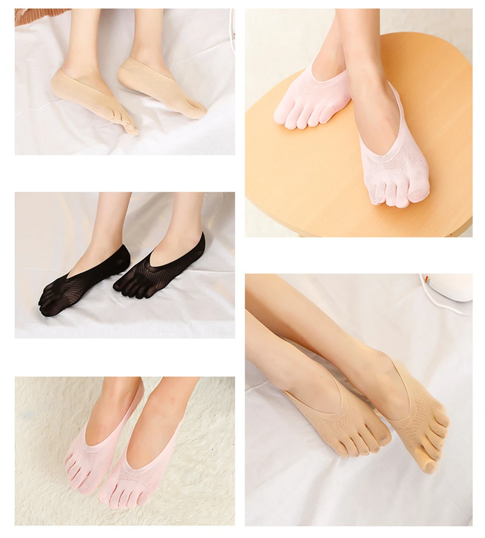 Women Summer Five-Fingers Sling Socks Ultrathin Funny Toe Invisible Sokken Silicone Non-Slip Anti-Friction Foot Protector