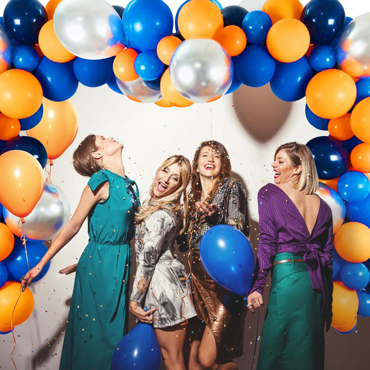 Outer Space Party Birthday Balloons Orange Navy Blue Chrome Silver Balloons Arch Garland for Birthday Party Decor Baby Shower