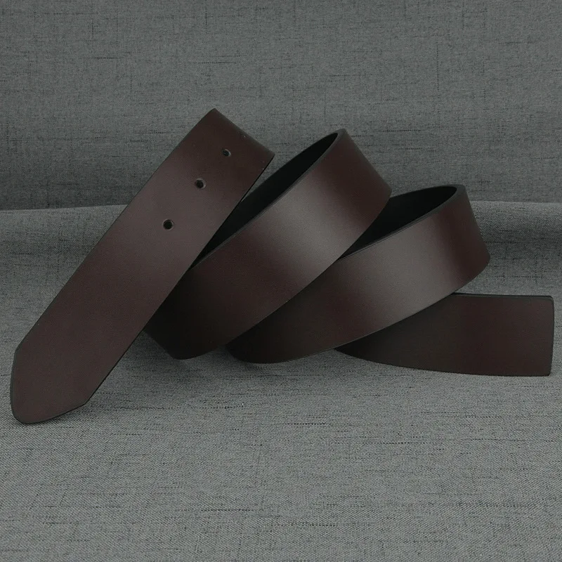 New High Quality No Buckle Belt Men Fashion 3.7cm Wide Cowskin Black Waist Straps Coffee Casual Genuine Leather Waistband