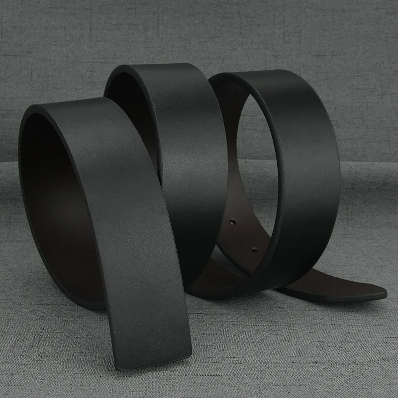 New High Quality No Buckle Belt Men Fashion 3.7cm Wide Cowskin Black Waist Straps Coffee Casual Genuine Leather Waistband