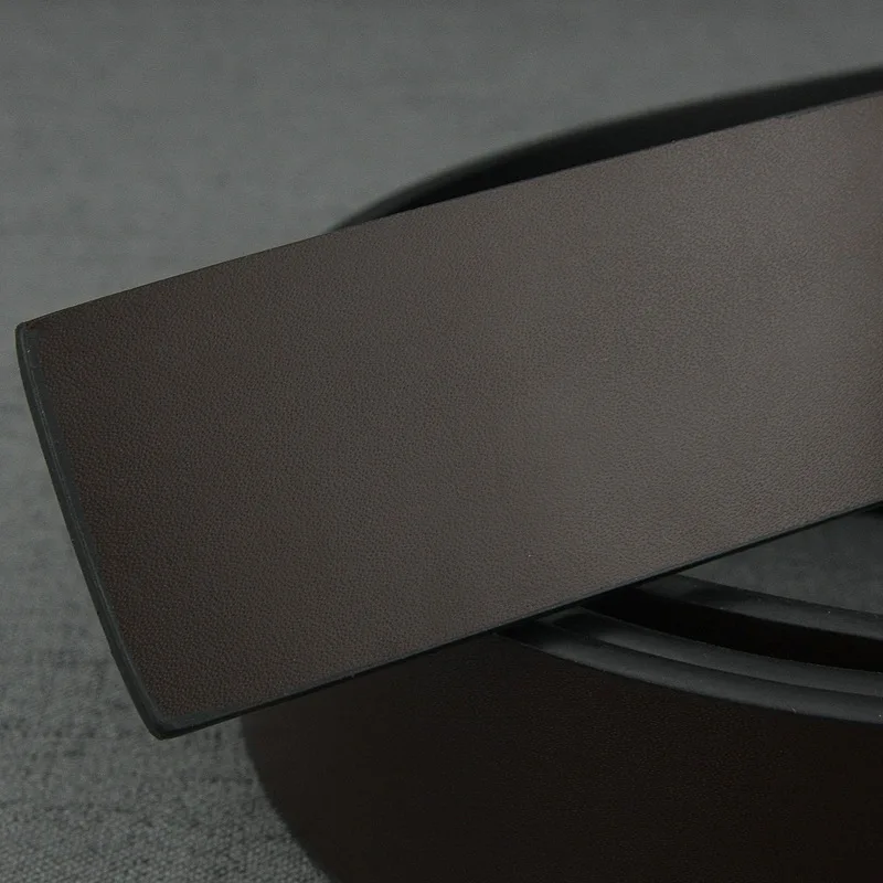 New High Quality No Buckle Belt Men Fashion 3.7cm Wide Cowskin Black Waist Straps Coffee Casual Genuine Leather Waistband