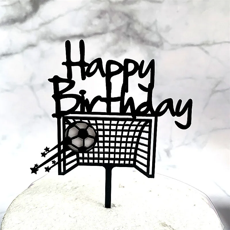 INS Football Happy Birthday Cake Topper Theme Basketball Acrylic Cake Topper for Kids Birthday Party Cake Decoration Baby Shower