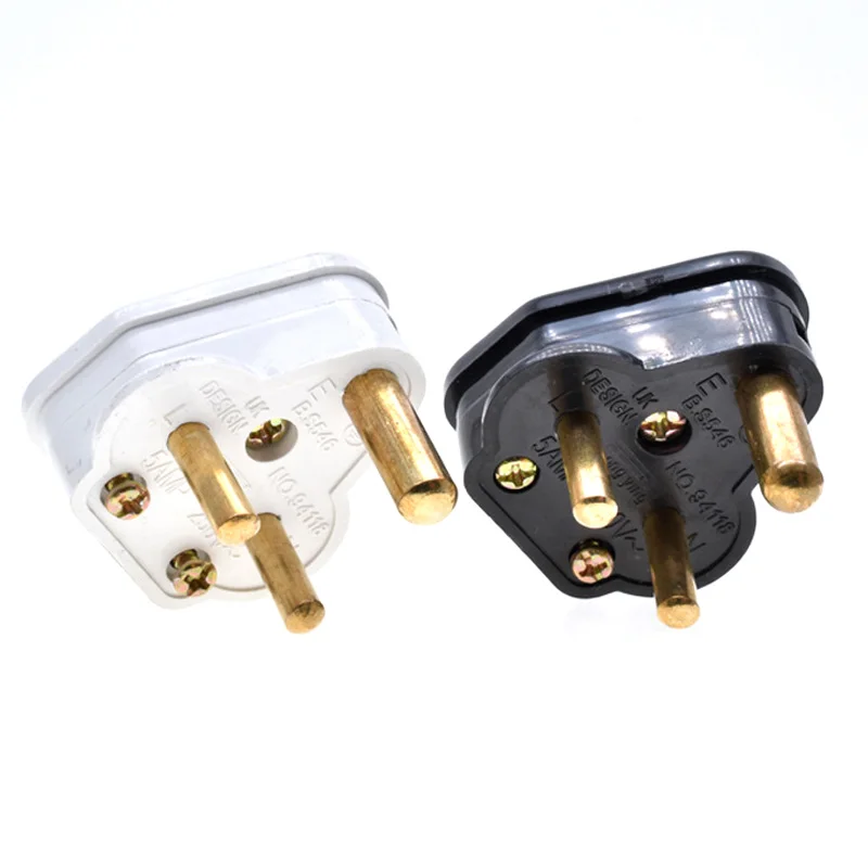 1PCS 5A 15A India South Africa Wiring Power Cord Plug BS546 Removable Cable Connector Detachable Power Plug Type M/D White Black