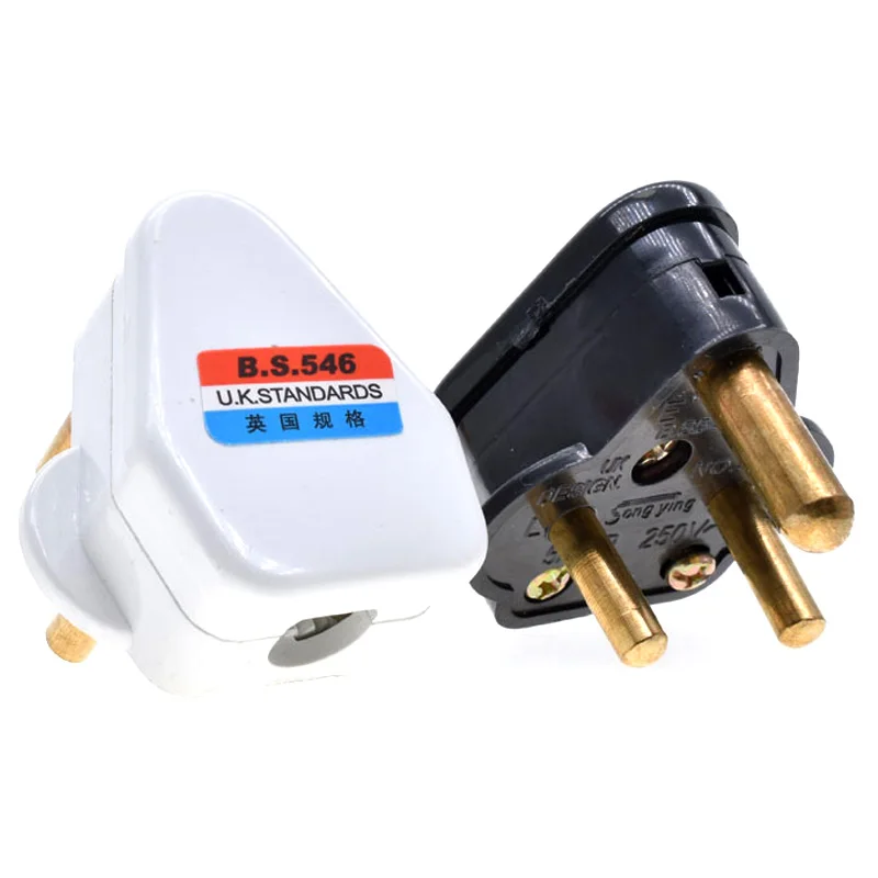 1PCS 5A 15A India South Africa Wiring Power Cord Plug BS546 Removable Cable Connector Detachable Power Plug Type M/D White Black