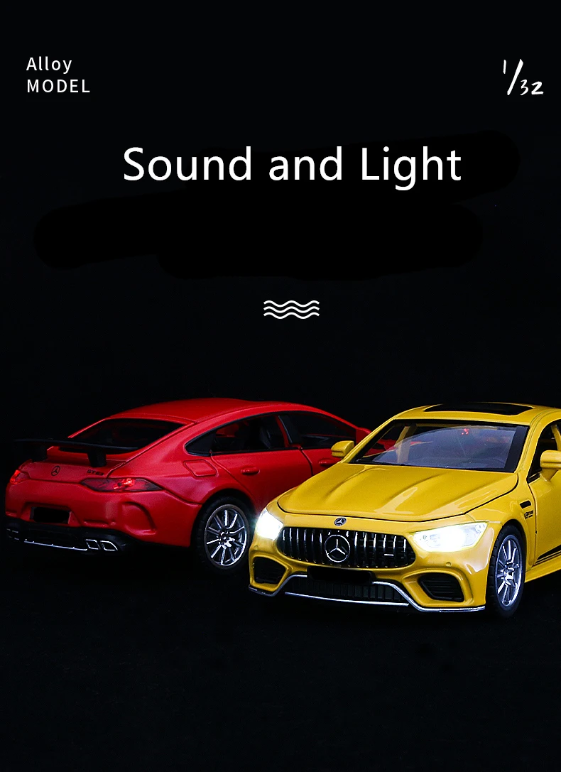 1:32 GT63S Coupe Alloy Car Model Diecasts Metal Toy Vehicle Car Model Collection Sound and Light High Simulation Childrens Gifts