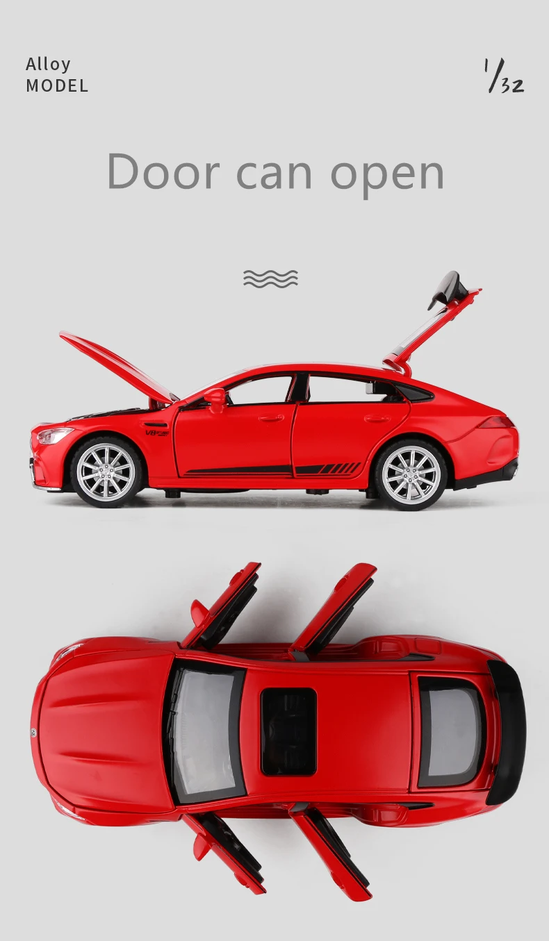 1:32 GT63S Coupe Alloy Car Model Diecasts Metal Toy Vehicle Car Model Collection Sound and Light High Simulation Childrens Gifts