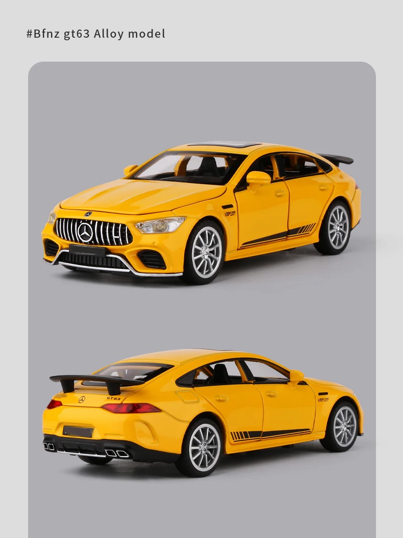 1:32 GT63S Coupe Alloy Car Model Diecasts Metal Toy Vehicle Car Model Collection Sound and Light High Simulation Childrens Gifts